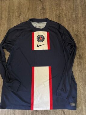 Nike Paris Saint-Germain Navy Blue White Red Long Sleeve Shirt